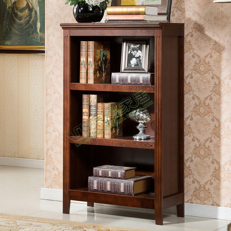 森美人简约现代美式书架欧式书柜实木儿童自由组合书橱陈列柜展示收纳柜 72cm宽三层咖啡色0.6-0.8米宽