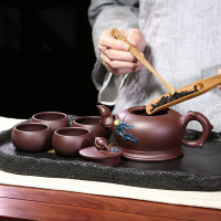 系客舟 礼品茶具宜兴紫砂壶原矿紫泥套组套咸仲英手工壶