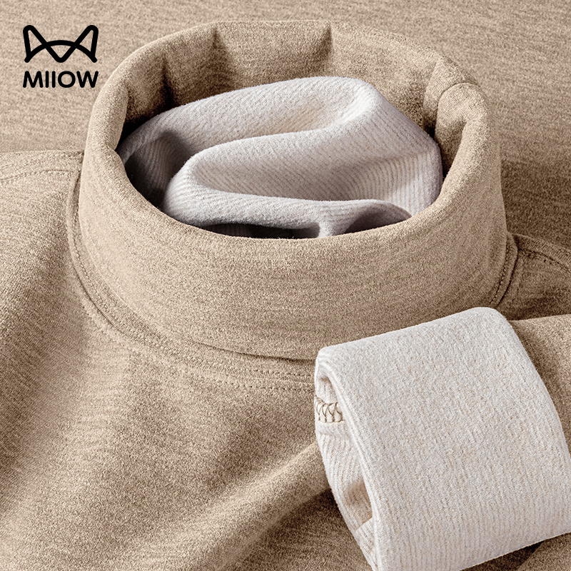 猫人羊毛桑蚕丝高领打底衫男士2026百搭高弹保暖长袖t恤上衣280g高清大图