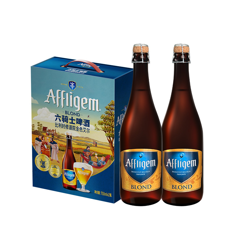 喜力旗下 喜力啤酒 AFFLIGEM(六骑士)15.1° 棕瓶 750ml*2瓶礼盒装高清大图