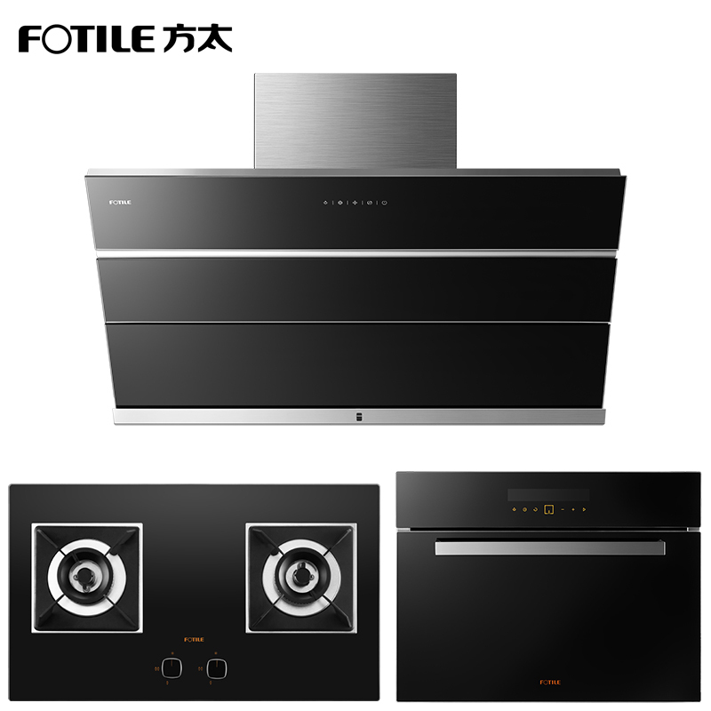 方太(FOTILE)19m3/min侧吸风魔方 触控式抽油烟机燃气灶蒸箱三件套JQ22TS+HC26BE+E2蒸箱
