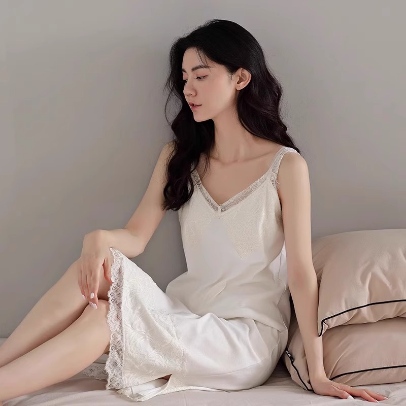 猫人吊带睡裙女夏莫代尔纯欲风V领性感露背高级感夏天睡衣裙