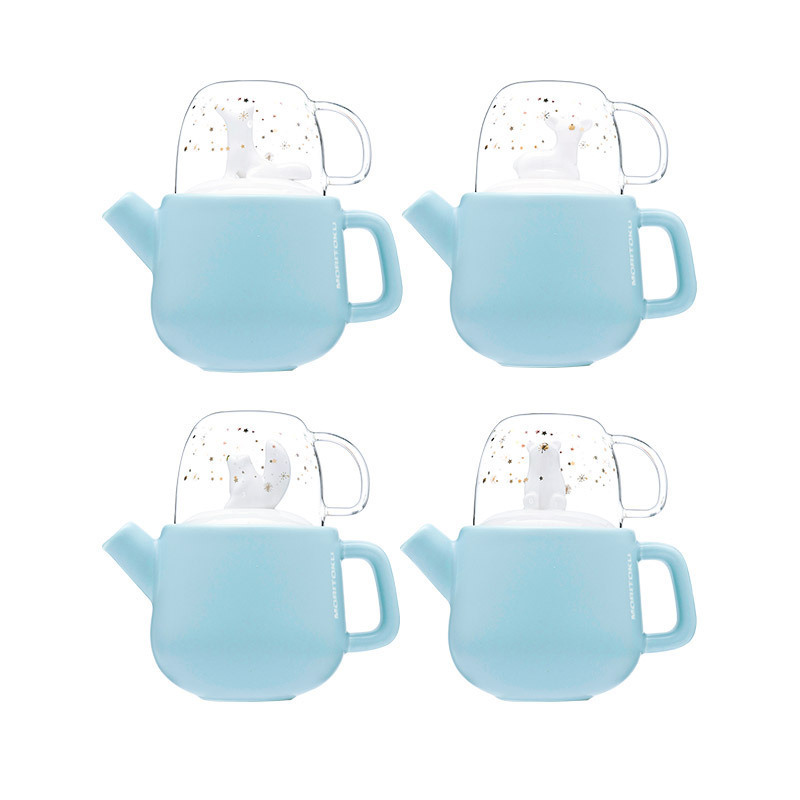 [杯壶组合]日本MORITOKU 创意水杯 陶瓷杯 陶瓷马克杯 情侣杯 咖啡杯壶套装礼盒装 壶400ml+杯子250ml