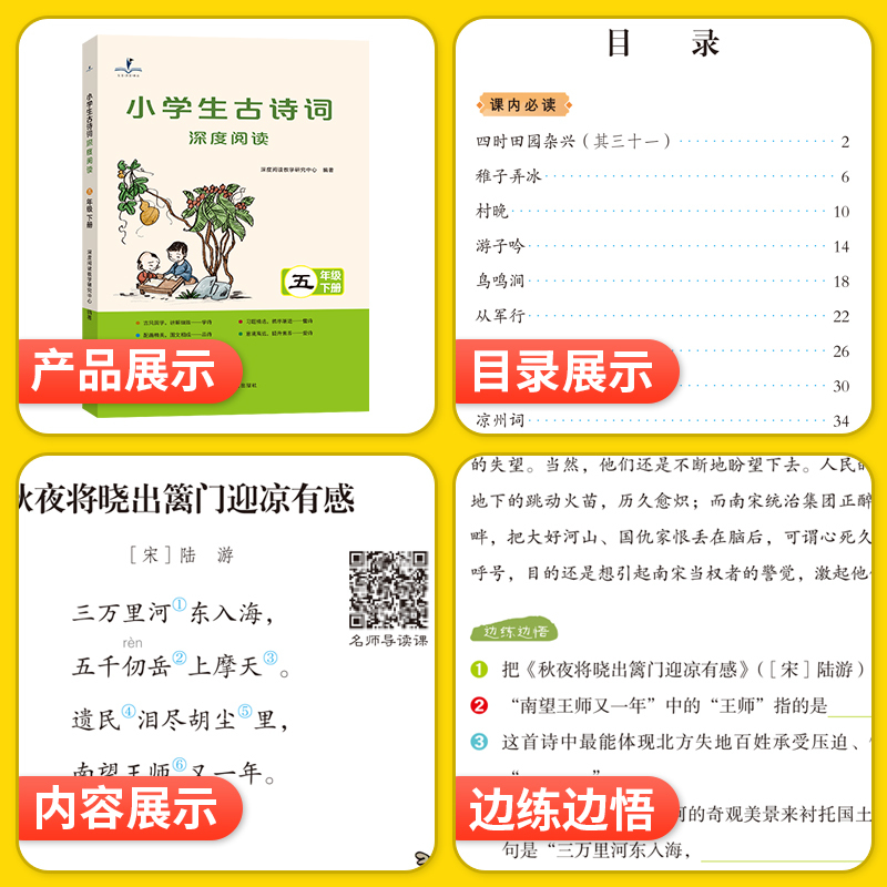 读思达小学生古诗词深度阅读五年级下 [正版]读思达 2024春小学生古诗词深度阅读五年级下册 阅读整本书