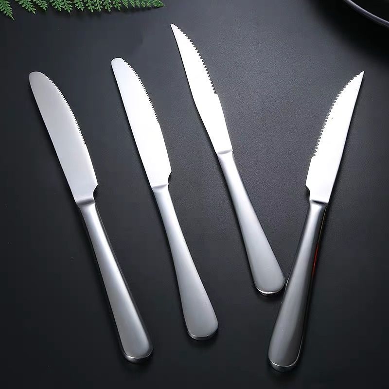圆头尖头餐刀4支装不锈钢西餐刀牛排刀刀圆头刀西餐牛排刀具酒店家用