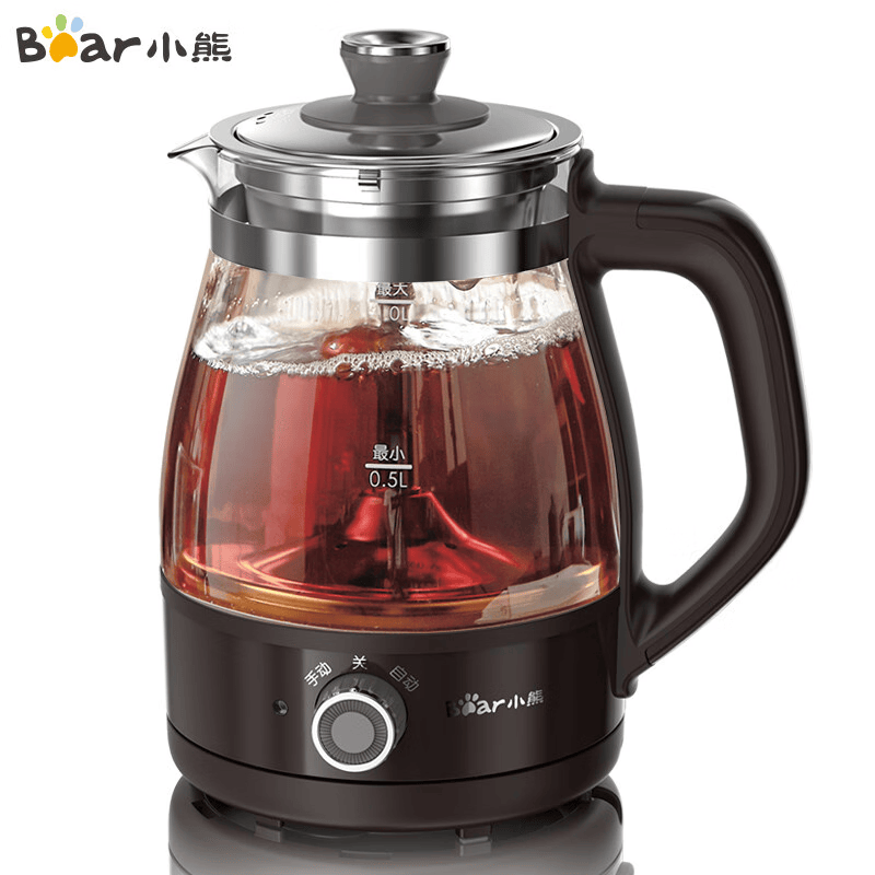 小熊煮茶器养生壶蒸汽喷淋式玻璃加厚全自动泡茶炉600W1L