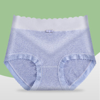 严选品质~中腰彩棉女士内裤无痕舒适三角裤100%全棉裆内裤女_1 L 浅蓝