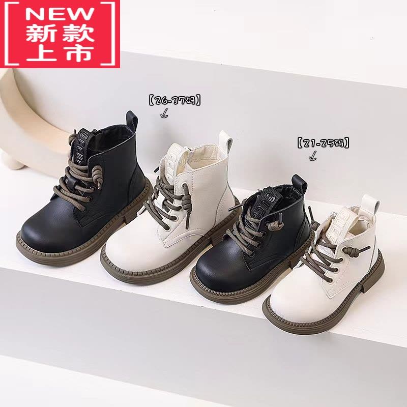 可莉允儿童马丁靴2022春秋新款女童靴子英伦走秀短靴男童软底宝宝单皮靴图片