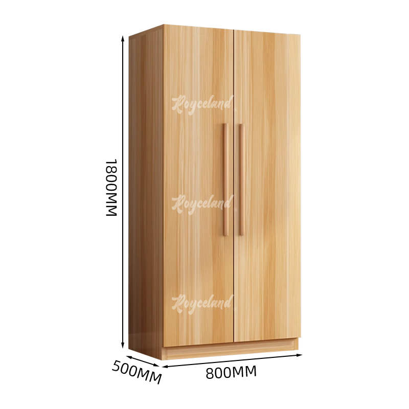 洛诗莲 (RoyceLand) 简约木质衣柜衣服收纳柜 浅胡桃色双门 800*500*1800