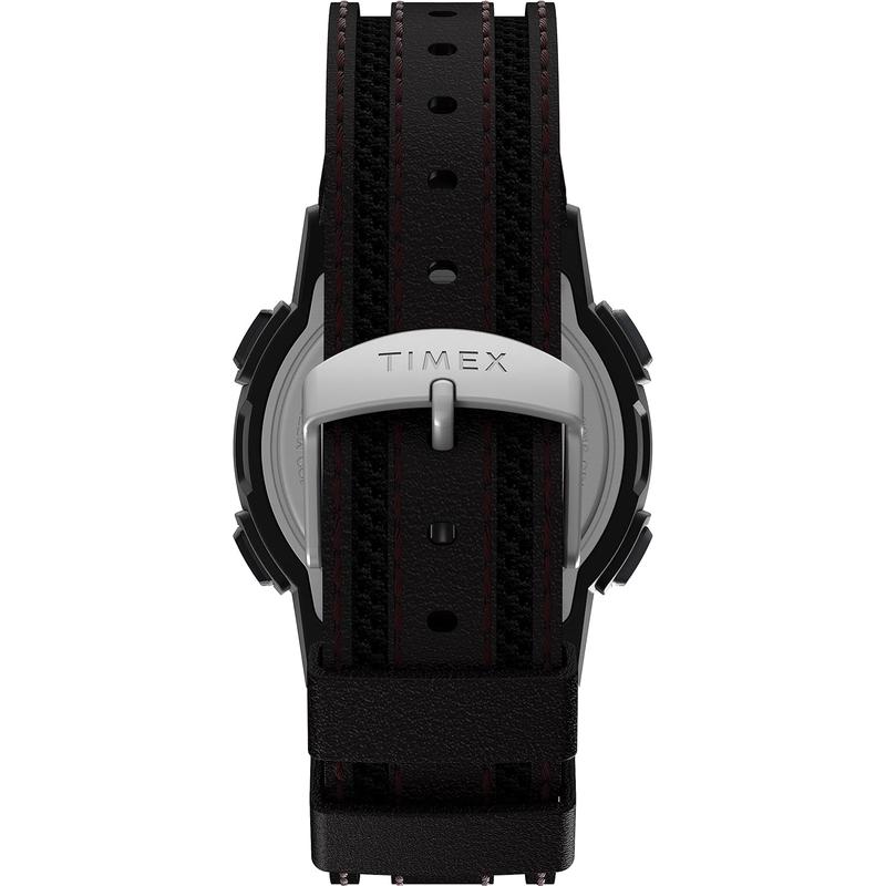 TIMEX天美时多功能防水计时器男款户外运动石英表毫米棕色皮质表高清大图