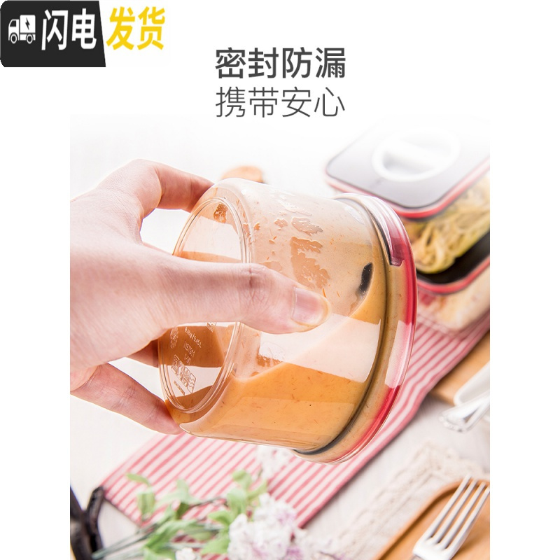 三维工匠旗舰店便携密封水果便当盒Tritan微波炉塑料密封保鲜饭盒 [黑红盖]圆形+正方形+长方形高清大图