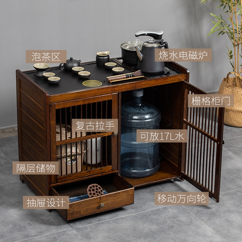 移动茶台茶车阿斯卡利(ASCARI)家用茶水柜小茶桌带轮茶几功夫茶具套装烧水一体