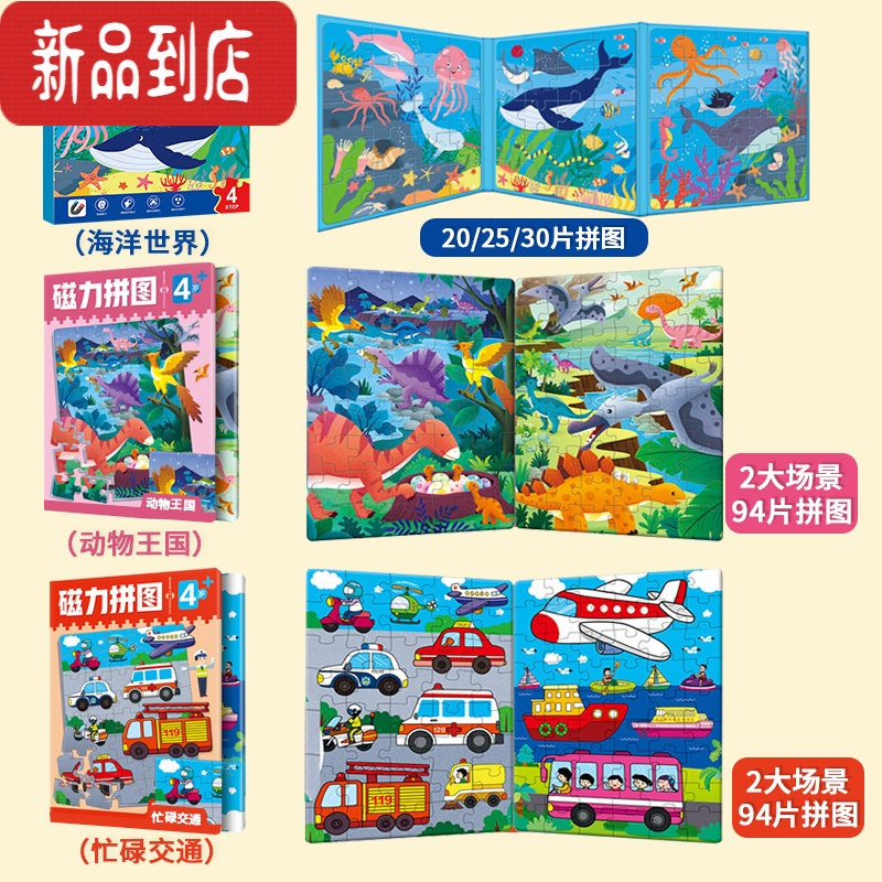 真智力儿童进阶磁力拼图3到6岁宝宝益智玩具幼儿磁性大块平图2男孩女孩4 磁力拼图[4岁]3本磁性玩具