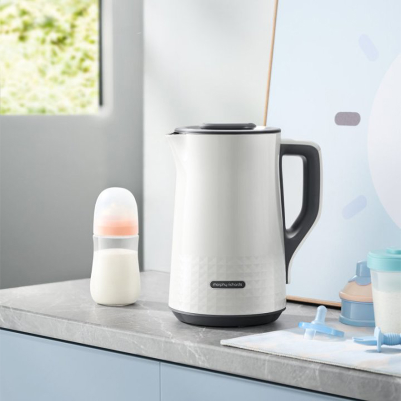 摩飞电器(MORPHY RICHARDS)双层电热水壶 1.5L不锈钢实时显温 MR6071 白色 / 台高清大图