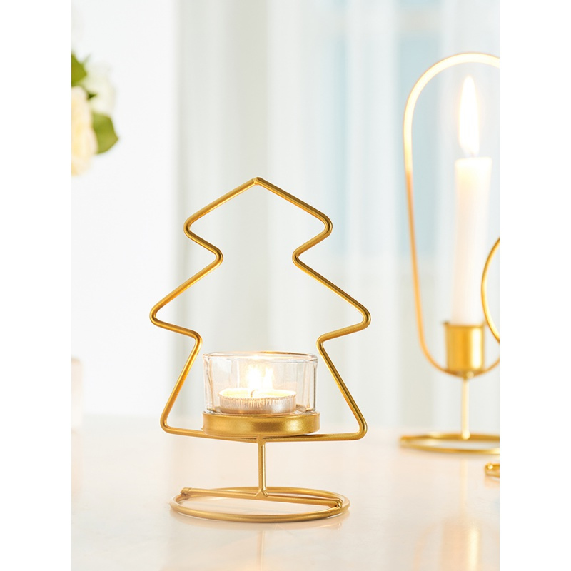 北欧创意实用餐厅餐桌铁艺烛台摆件ins风烛光晚餐道具浪漫蜡烛架椭圆