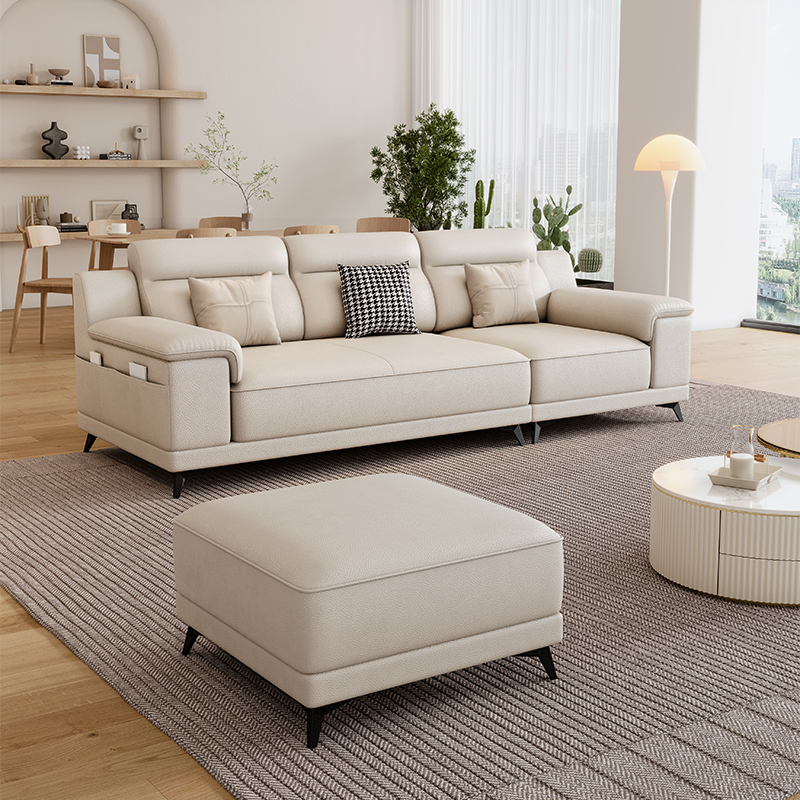 欧梵森 意式猫抓皮沙发极简客厅轻奢小户型直排沙发网红款客厅家具沙发高清大图