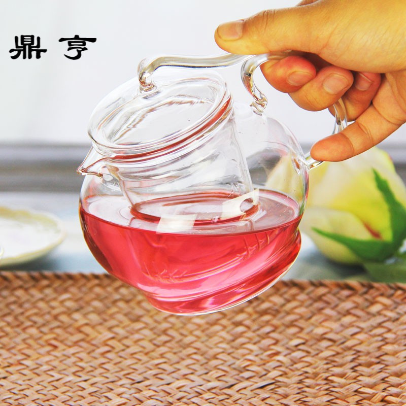 鼎亨花茶具透明花茶壶 三件式耐热茶壶玻璃过滤网 仙踪水壶