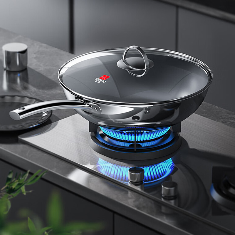 三禾炒锅32cm耐磨持久不粘导热均匀0涂层禾庚不粘锅LC32S11高清大图