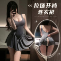 霏慕日常外穿拉链开裆打野裙免脱开档连衣裙性感情趣内衣女式情趣睡衣7841