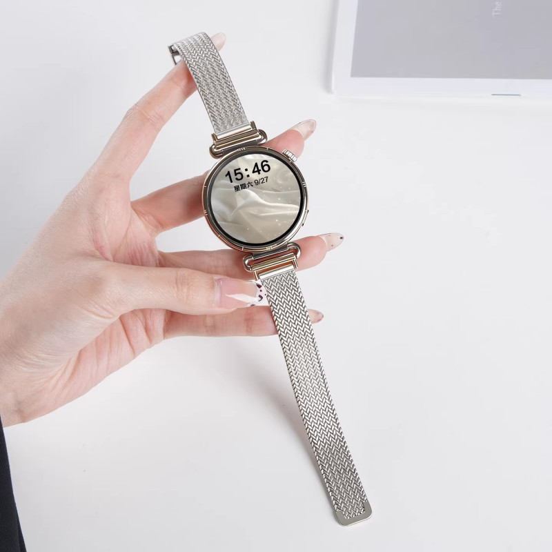 适用oppo watch x2mini表带明日金磁吸折叠扣金属腕带x3mini麦穗款女款夏天运动智能watch手表不锈钢高清大图