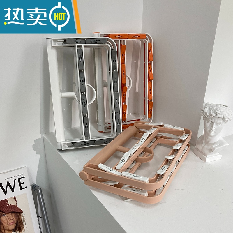 敬平袜子架多功能晾衣架多夹子晒衣夹宝宝儿童内衣晾晒架晾袜子器 袜夹-白橙6夹 1个高清大图