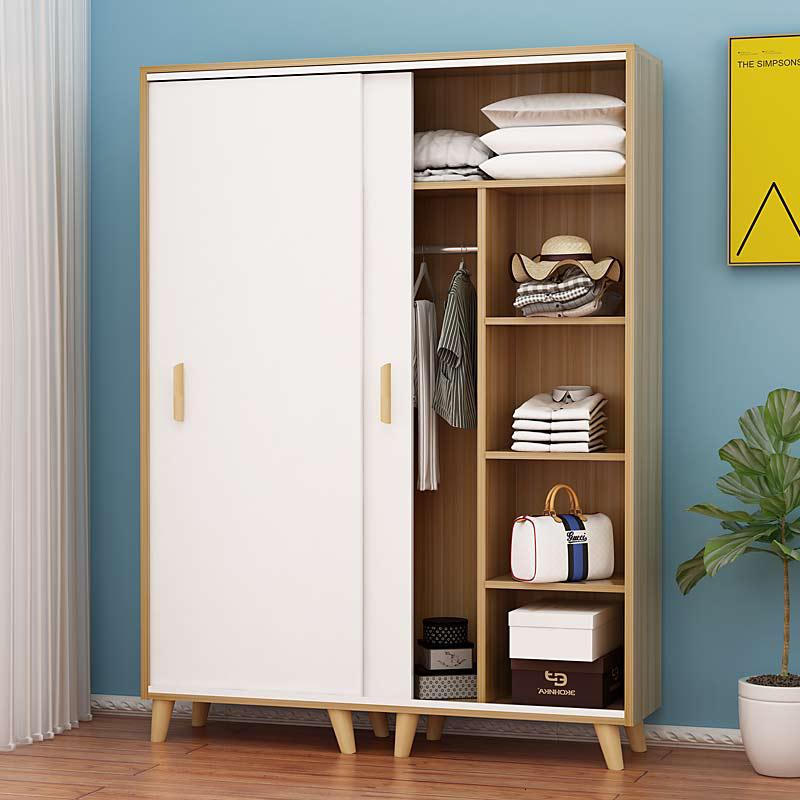 衣柜家用卧室闪电客现代简约衣橱出租房用组装挂衣柜推拉简易柜子参数