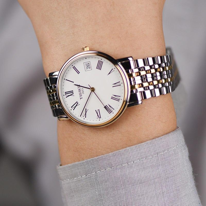 天梭(TISSOT) 瑞士品牌心意系列间金钢带石英男表T52.2.481.13 手表石英表男适用男士