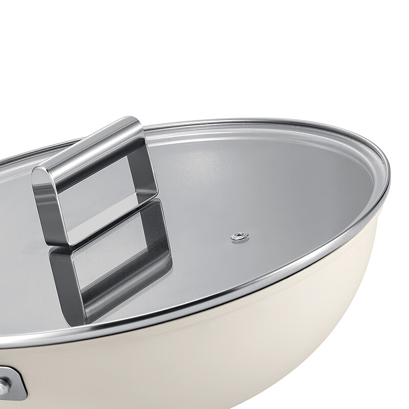 德世朗 DFS-C954-WH 致简精铁不粘炒锅 轻油少烟不粘易洁 纯白 30cm高清大图