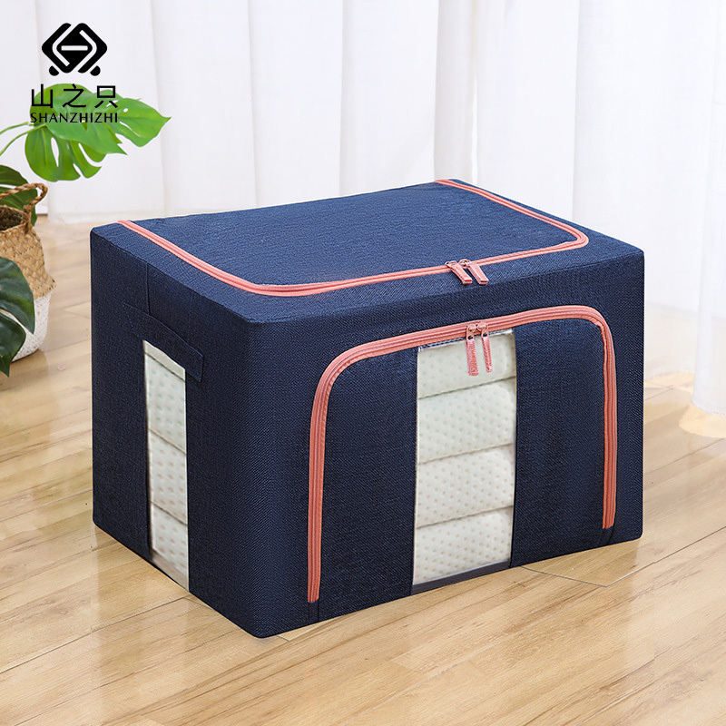 山之只 单窗棉麻收纳箱 60*42*40cm(100L) 个高清大图