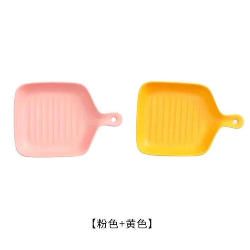 烤盘北欧风餐具陶瓷盘微波炉用创意盘子家用烘焙芝士焗饭烤箱|粉色+黄色