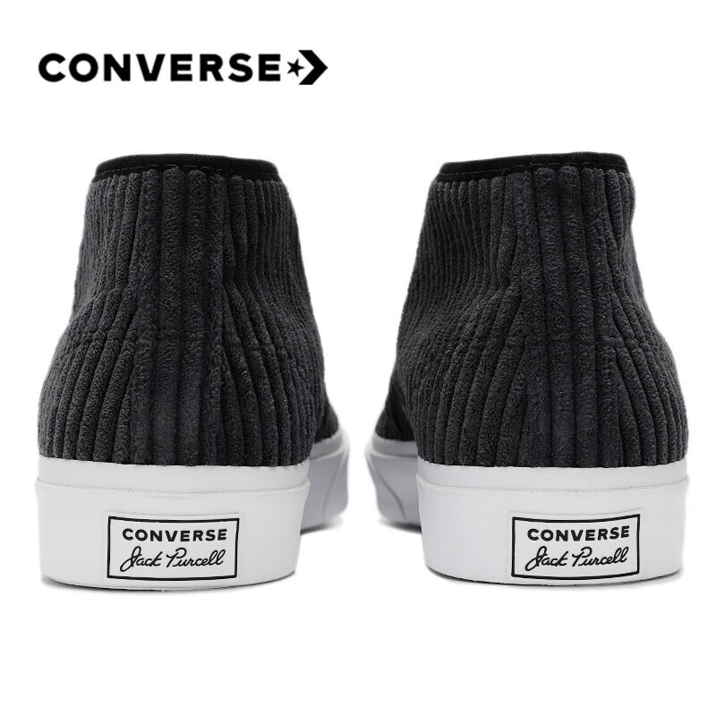 匡威(Converse)休闲鞋 开口笑 黑色保暖中帮鞋女 学生加绒板鞋 169794