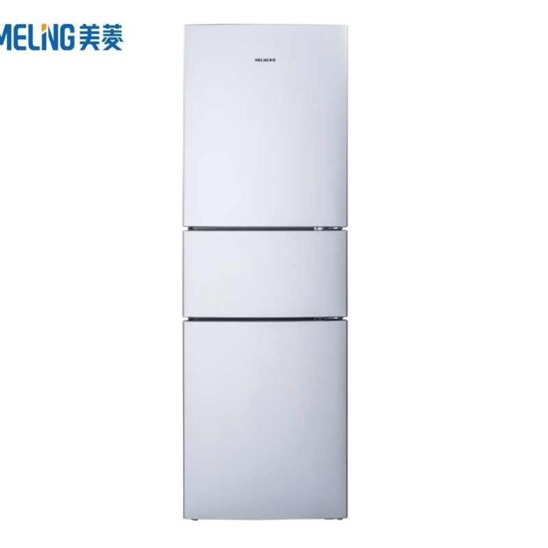 美菱bcd221we3c三门冰箱221l二级效能定频宿舍净味除菌三门极光银