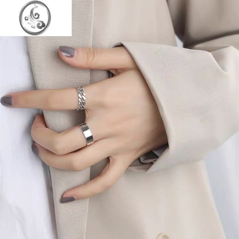 jimi925银银戒指女时尚个性ins潮网红女冷淡风组合随形戒指女叠戴指环