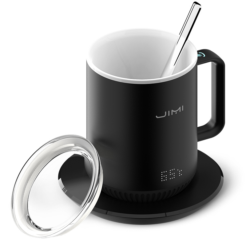 jimi吉米有品s3mug黑色智能水杯喝水提醒水温显示app操控多功能带盖
