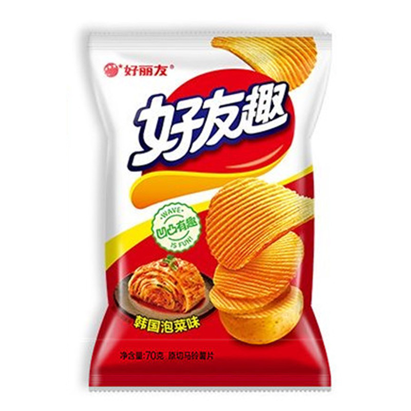 好丽友 好友趣 韩国泡菜味 70g*4袋 膨化休闲小吃零食品