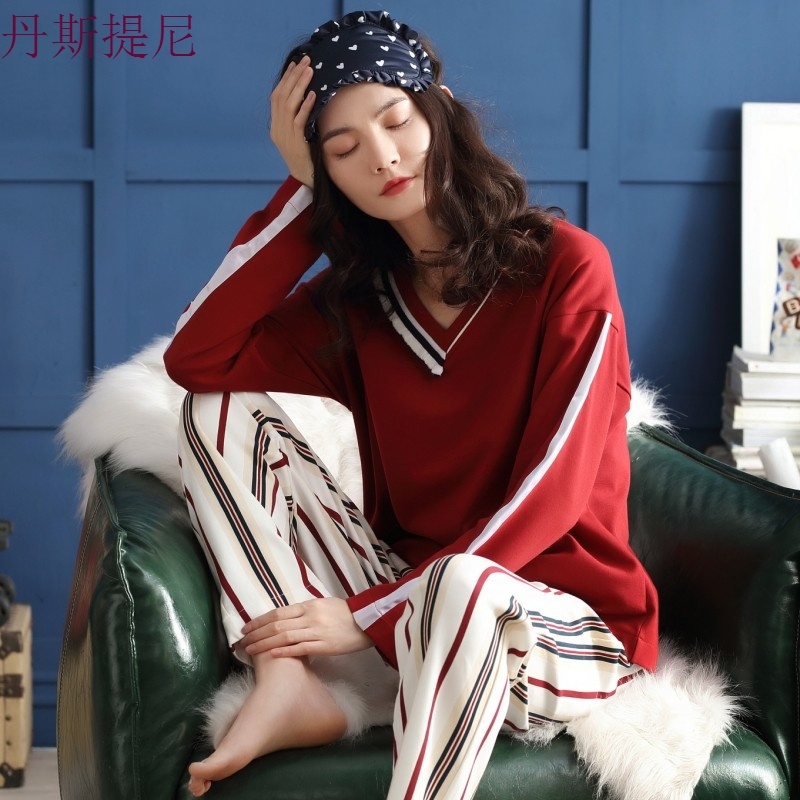 睡衣女秋纯棉长袖春秋韩版甜美可爱两件套装薄款冬季家居服可外穿
