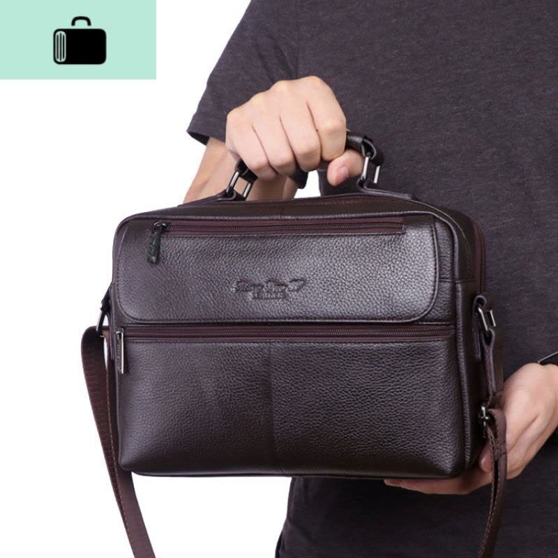 牛皮单肩包男士皮商务背包休闲斜挎包大容量IPAD包手提男包NEW LAKE男士手提包图片