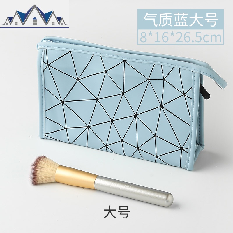 网红化妆包ins风超火洗漱用品袋少女心小号大容量旅行便携收纳盒_6_160 气质蓝大号-菱格化妆包
