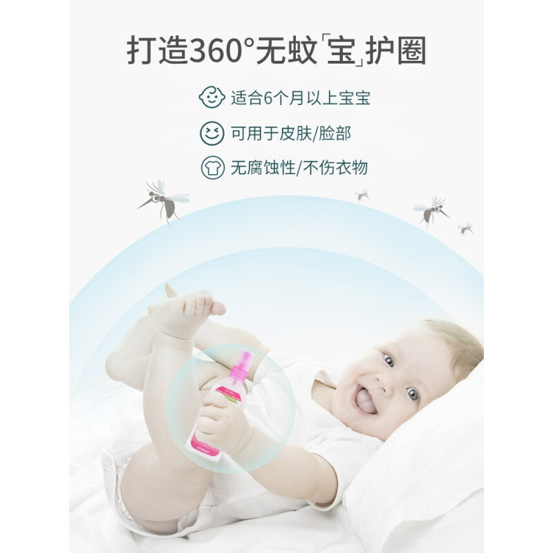 soffell 泰国驱蚊水儿童男女通用防蚊液驱蚊喷雾花露水防蚊喷雾户外持久防蚊80ml 玫瑰味
