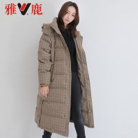 yaloo/雅鹿羽绒服女中长款2018新款韩版冬时尚过膝保暖鸭绒外套潮