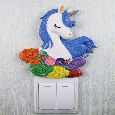 涂鸦玩具益智涂色装饰贴摔不坏彩绘石膏娃娃立体浮雕画白模型独角兽1