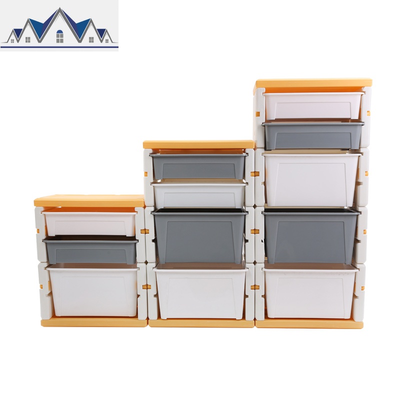 儿童玩具收纳柜整理架分类塑料抽屉阶梯式宝宝幼儿园置物储物盒箱 三维工匠 灰色阶梯组合