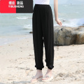 YIBUSHENG大码棉绸睡裤灯笼防蚊裤女季薄款人造棉女裤外穿沙滩裤冰丝裤沙 XL码高161-167体重130斤以下 黑色燕