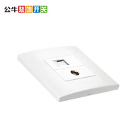 公牛(BULL)插座装饰开关 86型电视电话二位插座闭路电视插座面板G01纹理白 G01T213
