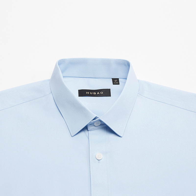 虎豹男士涤棉易打理衬衫商务休闲男款蓝色工作服