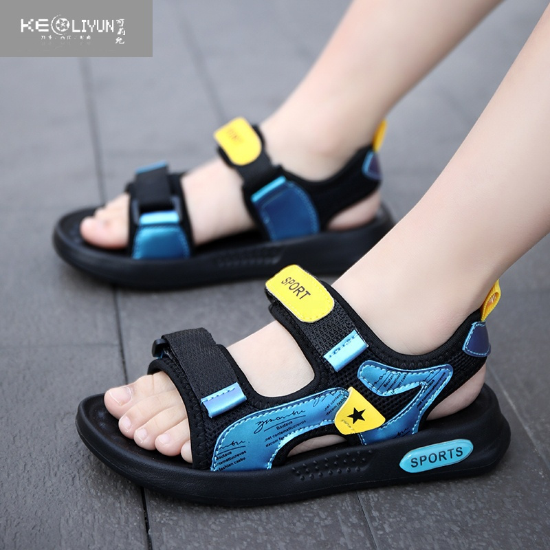 可莉允夏季儿童凉鞋男童鞋2022新款轻便软底小男孩露趾防滑学生沙滩