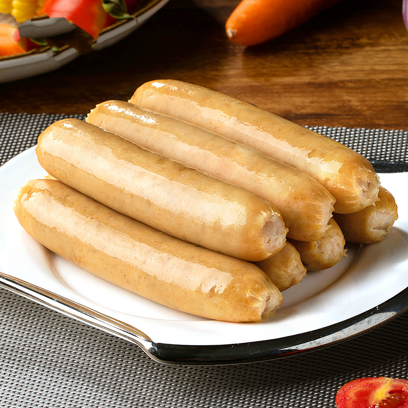 2包1000g高蛋白质鸡胸肉肠香肠加热即食鸡肉肠代餐火腿热狗视频