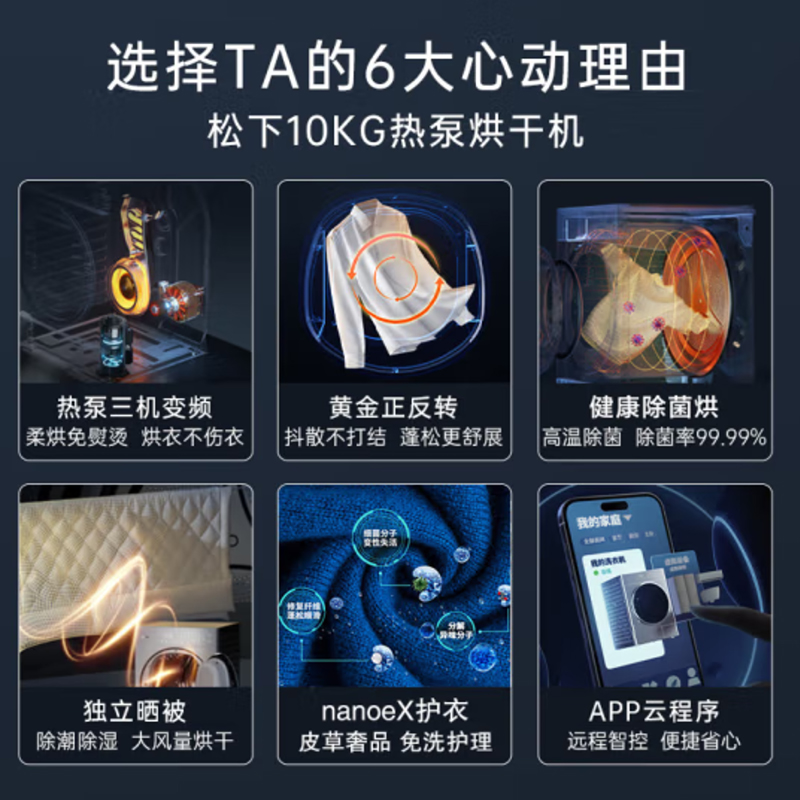 松下(Panasonic) FDC-L1026D 热泵烘护机10公斤干衣机纳诺怡护理除菌黄金比例正反烘 毛皮养护 防过敏高清大图