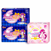 七度空间(SPACE 7)少女系列超长夜用420+特薄日用 卫生巾姨妈巾 18片组合日用+夜用套装