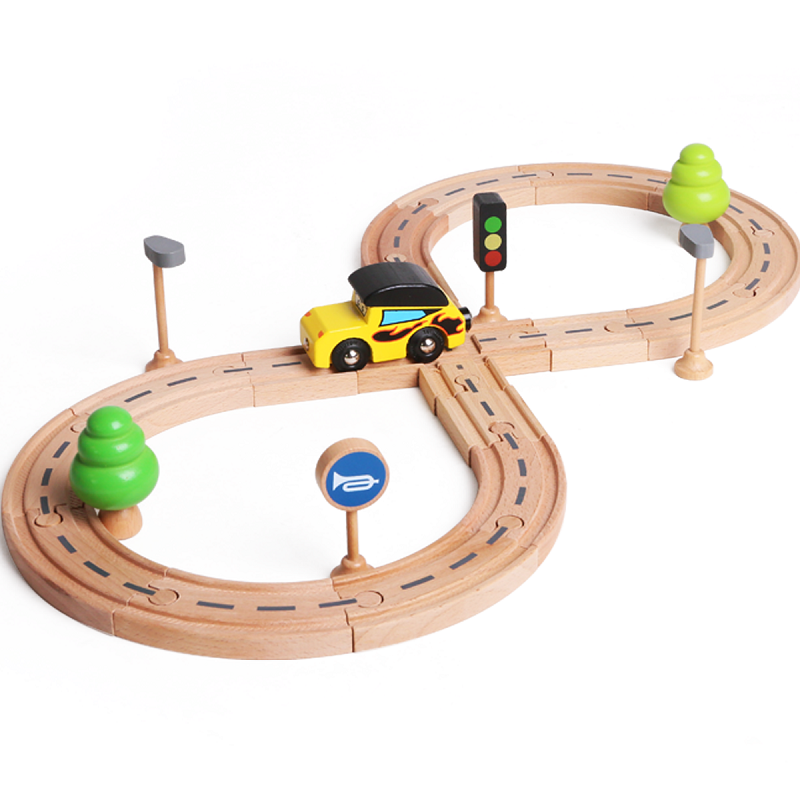木玩世家木制88轨道儿童宝宝玩具赛车八八小汽车路轨组合1-2-3-6周岁